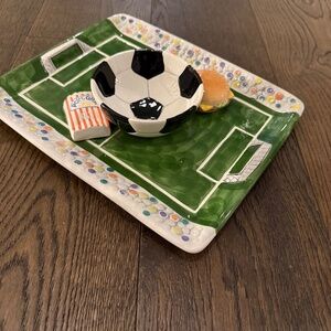 Vintage Soccer Field Chips & Dip platter